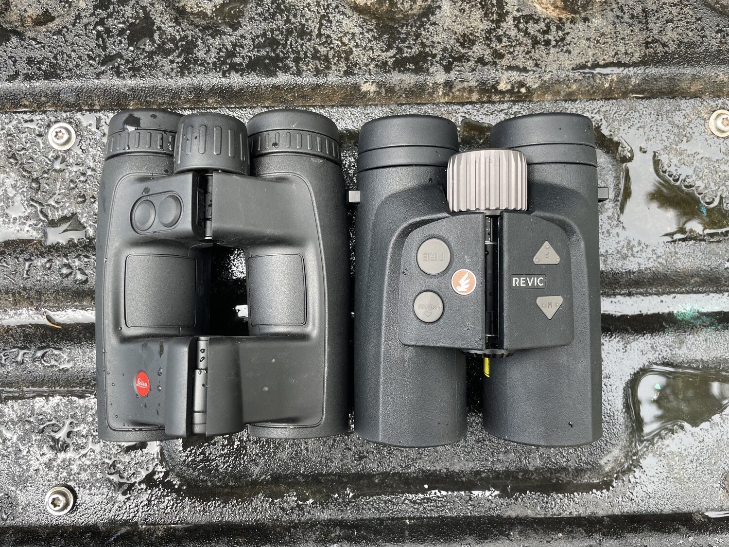 Leica Geovid Pro 8x32mm on left, BLR10b on right.