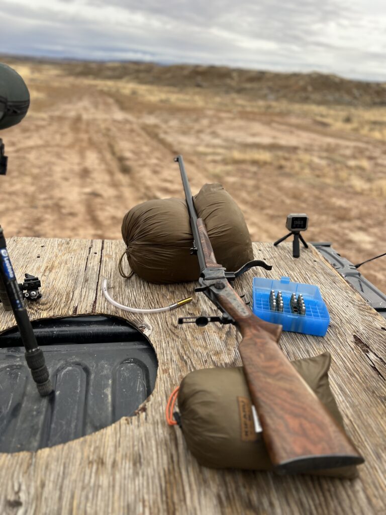 Single shot rifle on the bench