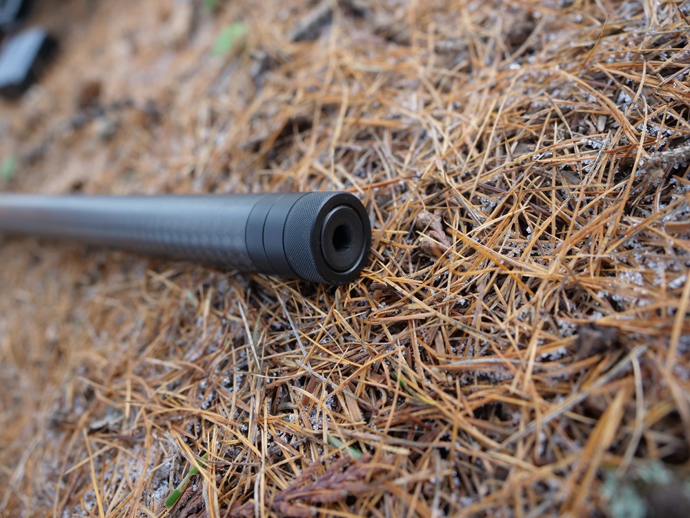 5/8-24 threaded end cap. Note the MgMicro Lite does not come with a muzzle brake.